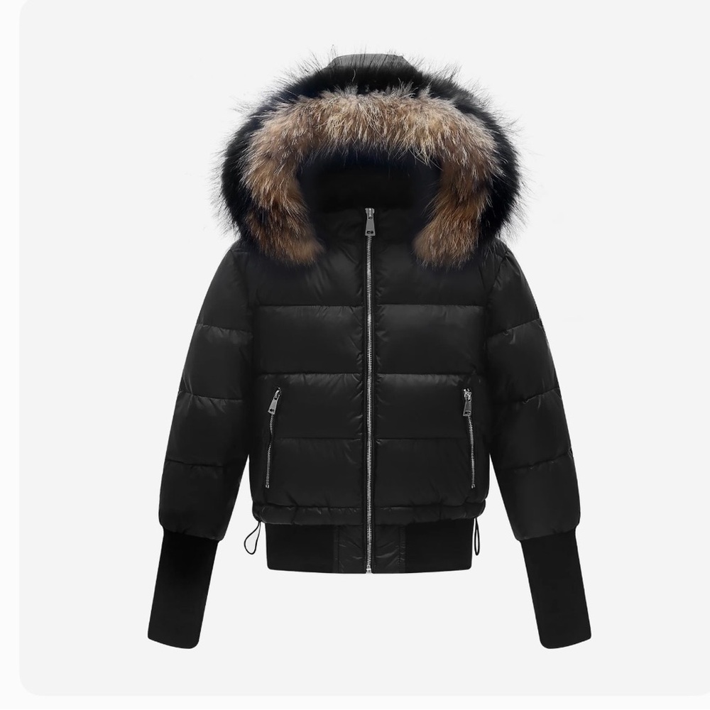 989 Feathers Outerwear Women’s Duck Down Coat XXL with Genuine Raccoon Fur